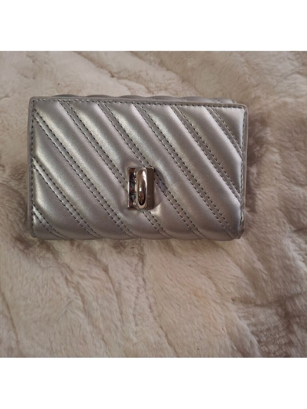 Charles & Keith Silver Quilted Wallet